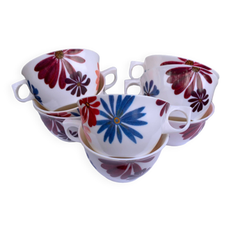 Lot 8 tasses fleurs vintage Melstar France 1970