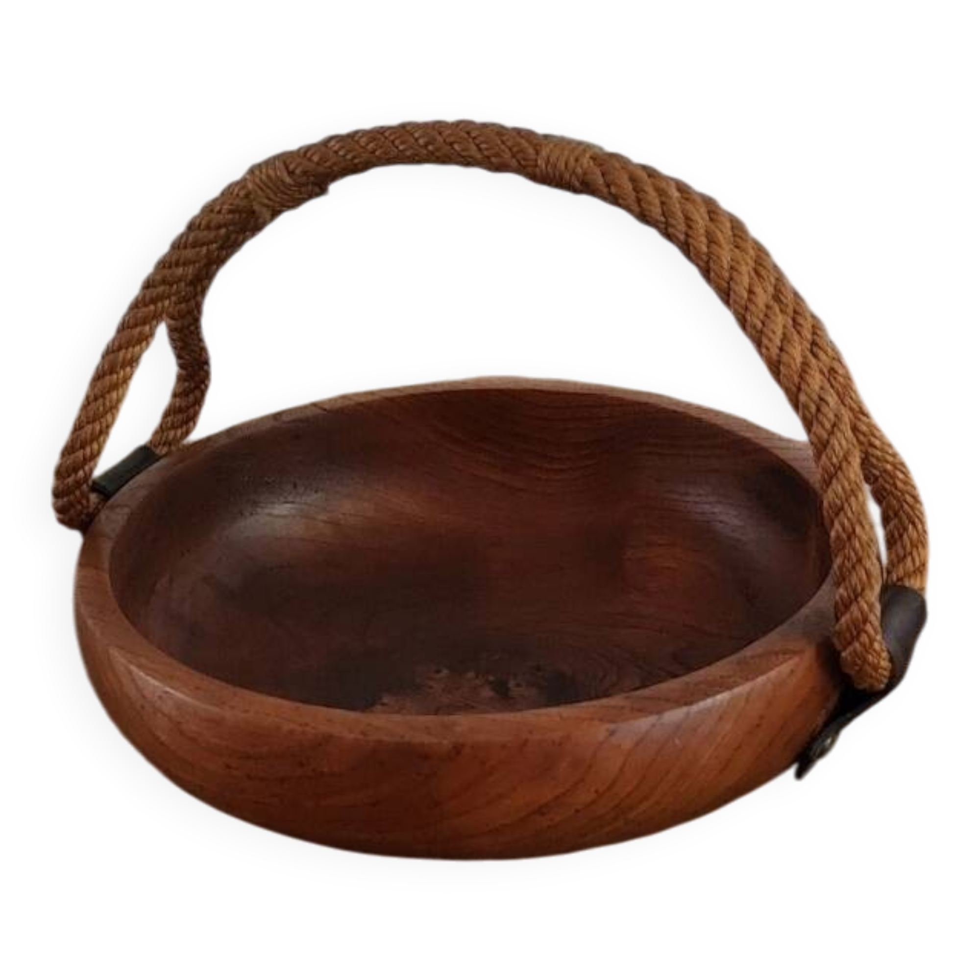 Adrien Audoux and Frida Minet rare basket in solid oak and rope