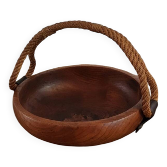 Adrien Audoux and Frida Minet rare basket in solid oak and rope