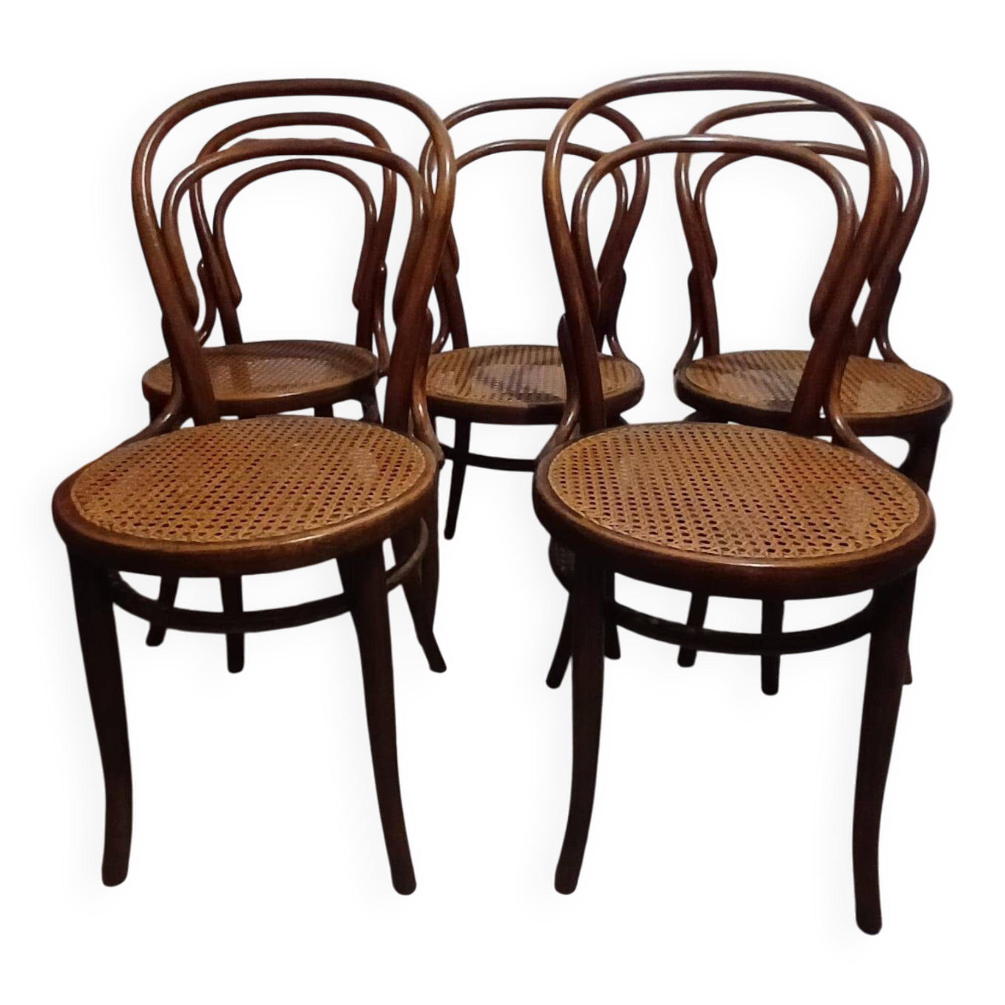 Set of 5 bentwood bistro chairs in THONET style no. 14