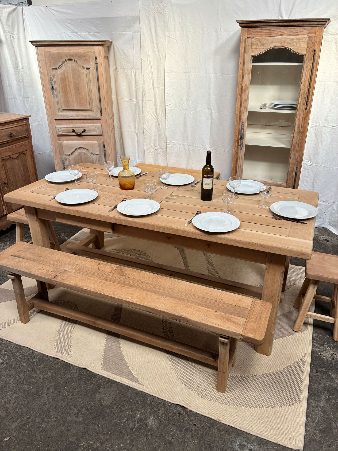 Table de ferme en chêne massif