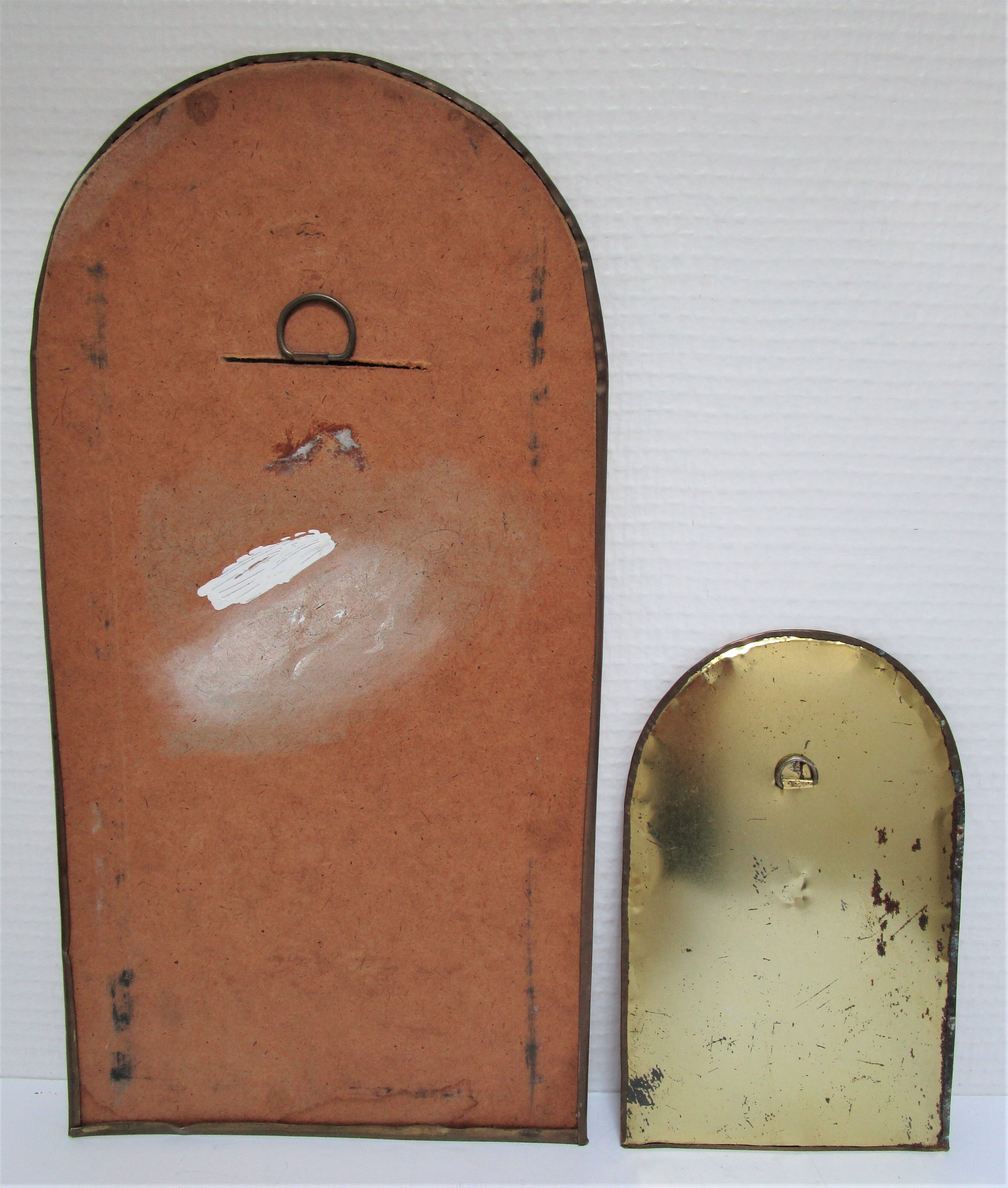 Two 70s patinated brass mirrors