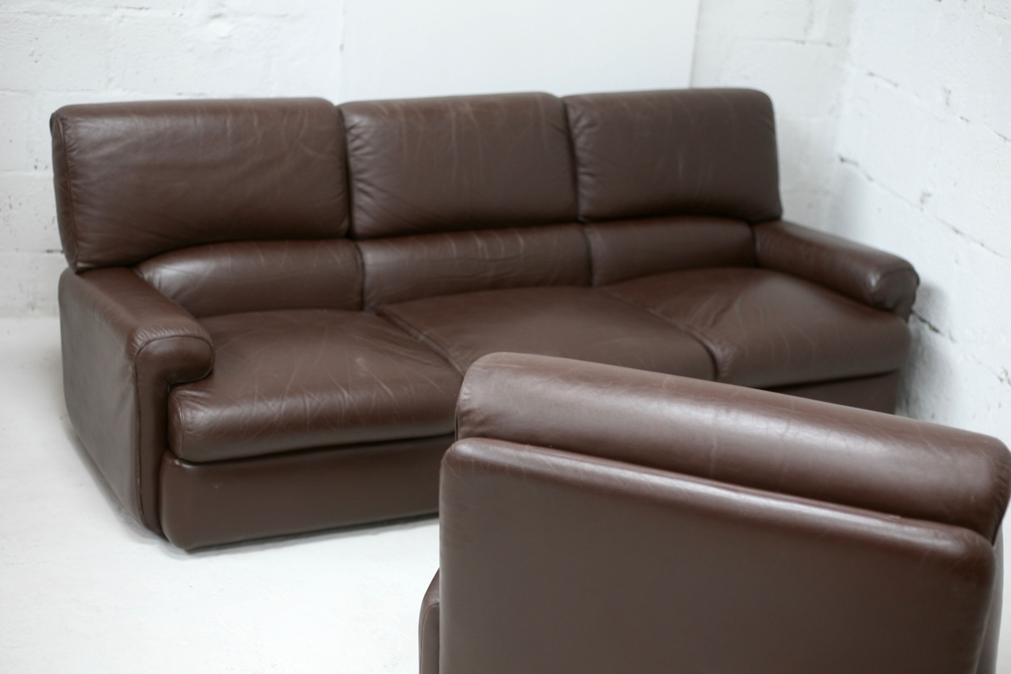 3-seater sofa and leather armchair, Steiner, France, circa 1970