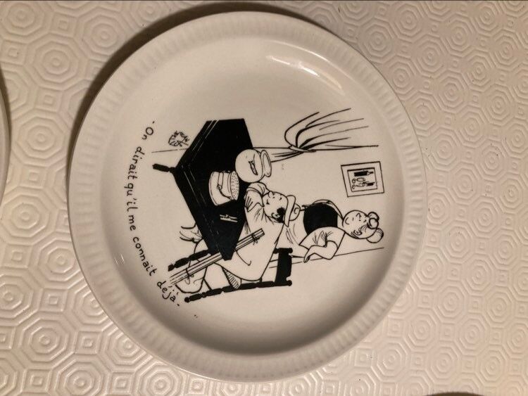 Lot 6 humorous plates by Jean Bellus