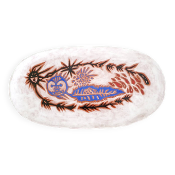 Large oval enamelled terracotta dish by Jean Lurçat from the 1950s