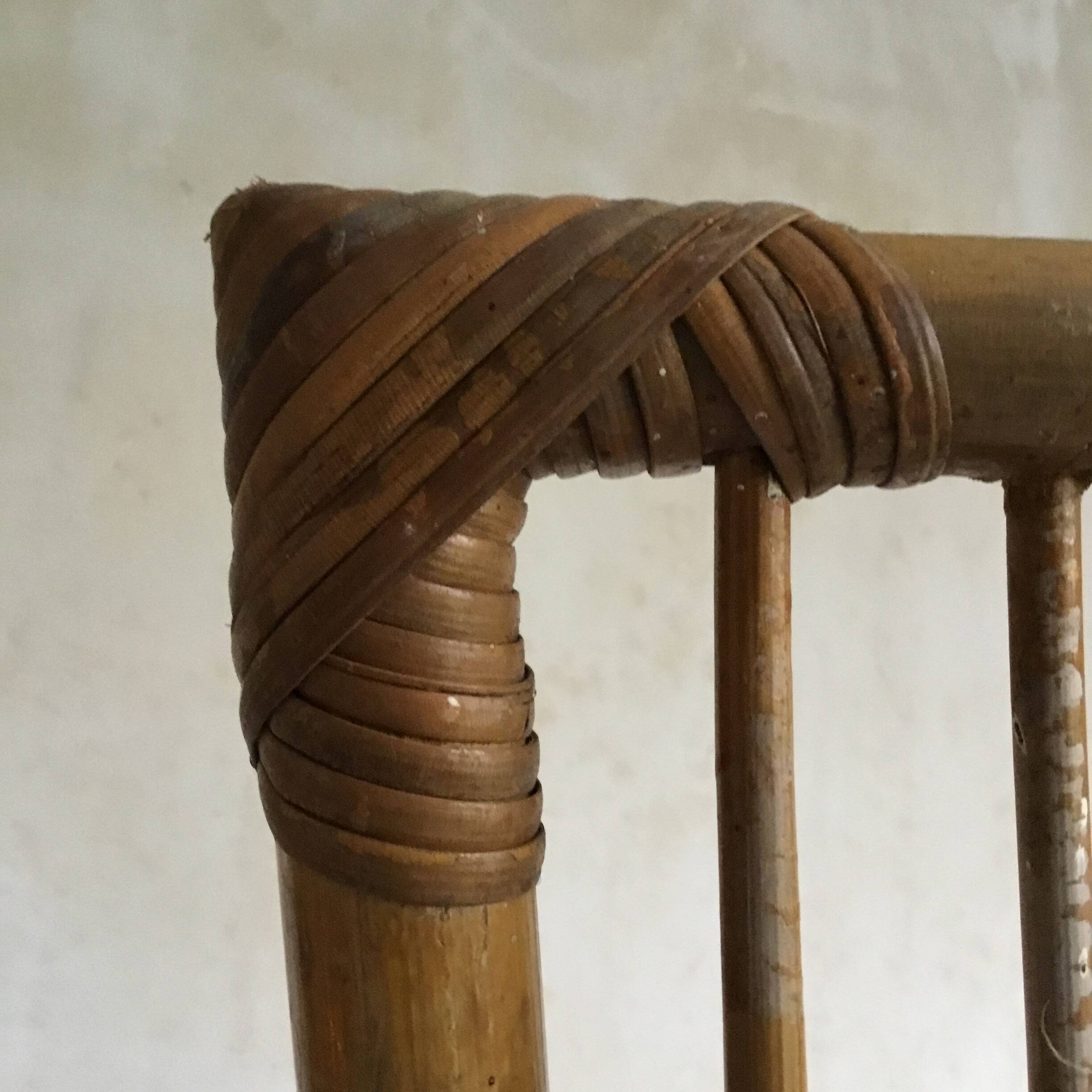 Vintage wicker and rattan children's armchair