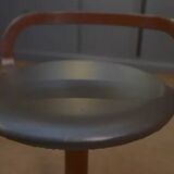 LA PALMA designer swivel stool in metal and leather – 1970s