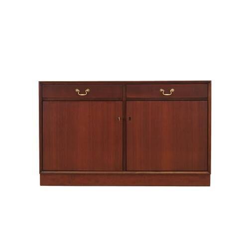 Danish mahogany veneered cabinet with drawers and lockable doors, 1970s