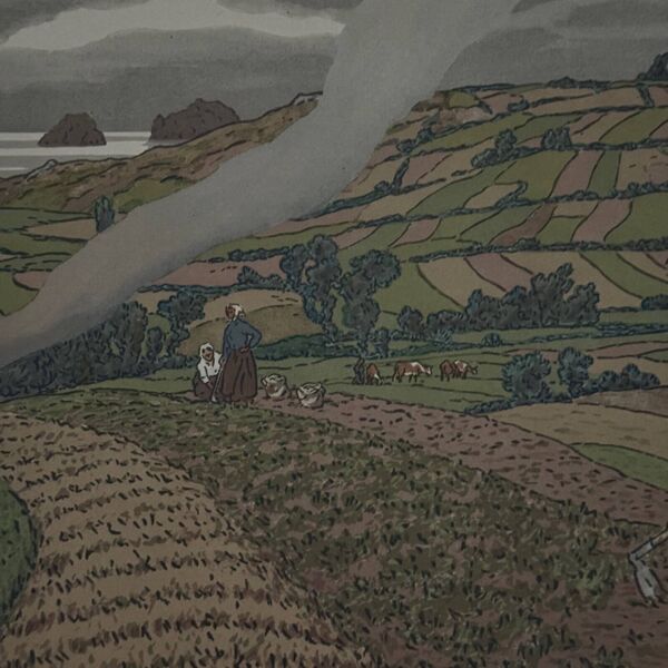 Lithographie par Henri Rivière Au Vent de Noroît - Le Travail des Champs