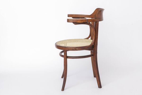 Chaise de bureau vintage en bois courbé, chaise autrichienne des années 1950, milieu du siècle