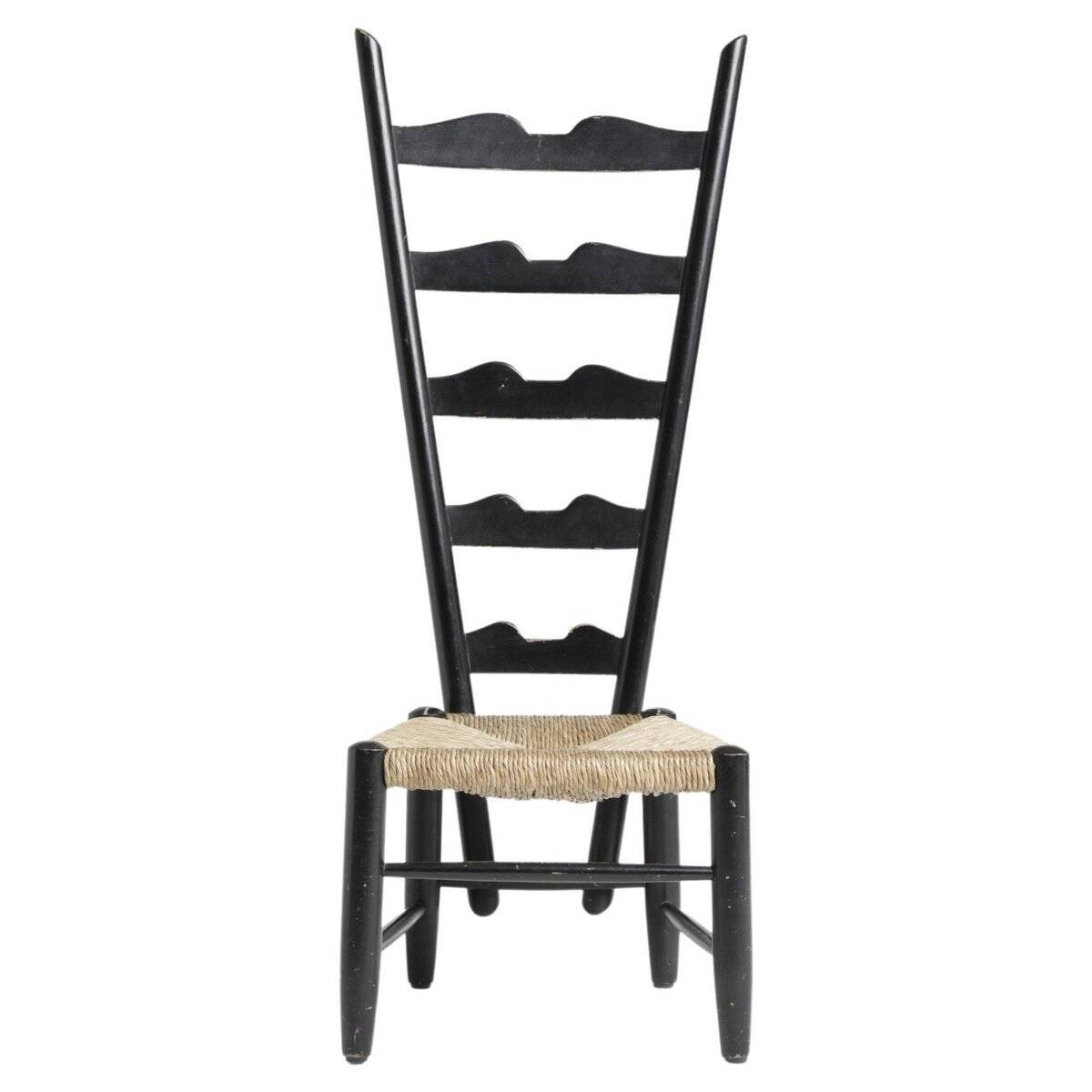 Chair in Wood and Wicker attributed to Gio Ponti for Casa and Giardino, 1939