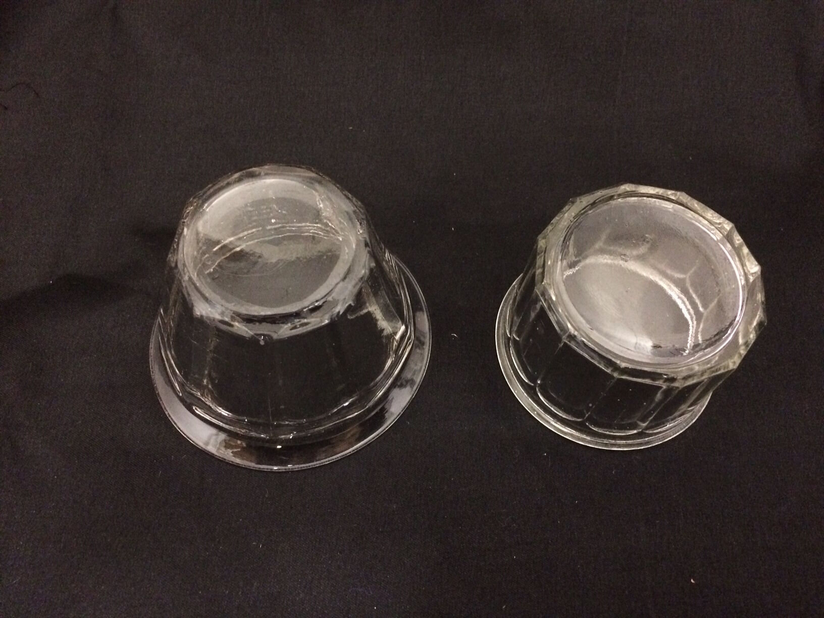 Two individual old jam jars