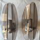 Two vintage smoked glass wall lights