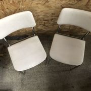 Pair of antique chairs chrome metal and skaï white 70s vintage