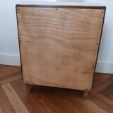 Table de chevet vintage rose marqueterie chêne