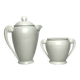 Art Deco white earthenware jug and sugar bowl set from around 1930.