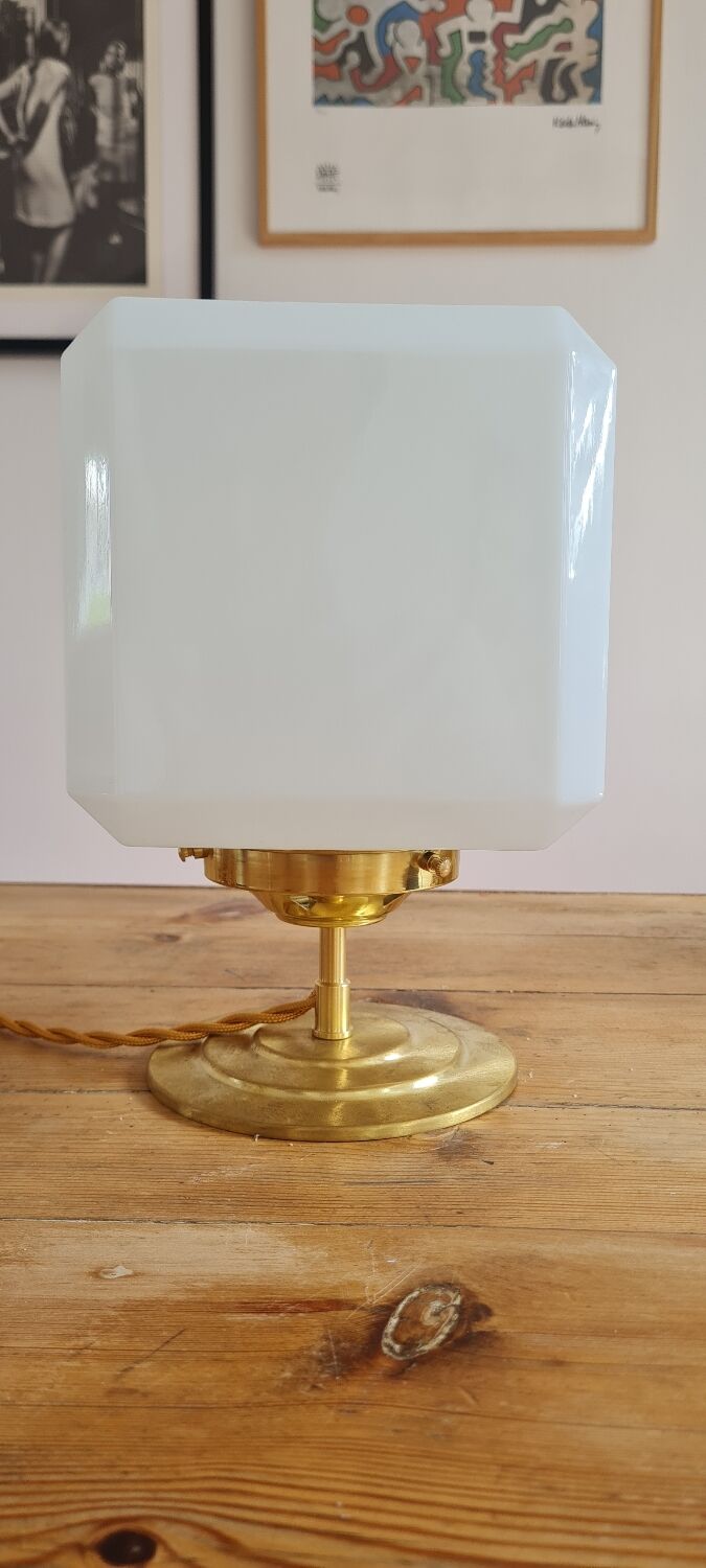 Opal glass table lamp