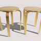 1990s IKEA Frosta Stools in the Style of Alvar Aalto, Gold Leaf Covered