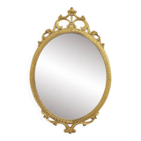 Oval Brass Medallion Mirror, Italy, 1950s