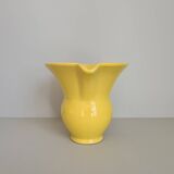 Modernist yellow ceramic pitcher / handmade / vintage / France / 1960s / mid-century / 20th century