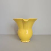 Modernist yellow ceramic pitcher / handmade / vintage / France / 1960s / mid-century / 20th century