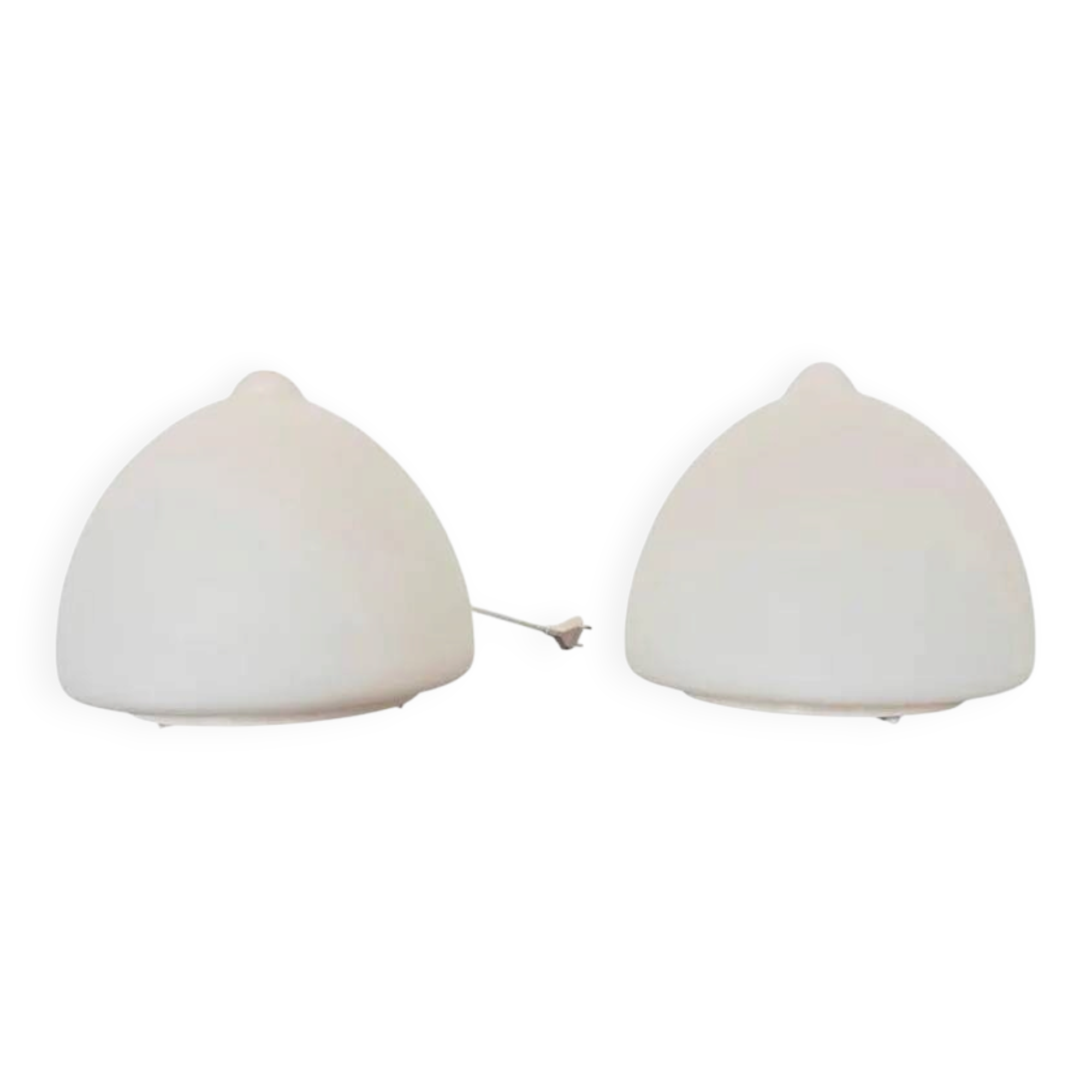 Pair of Czech Opaline Glass Sculptural Table Lamps, 1970s