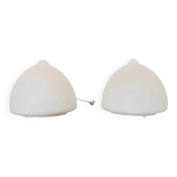 Pair of Czech Opaline Glass Sculptural Table Lamps, 1970s