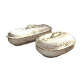 Porte brosse et porte savon hamage nord, art nouveau, décor floral liseré or.