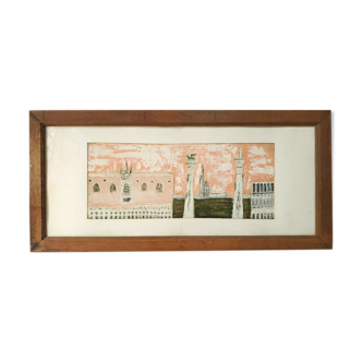 Venice in pink - oil dated 1958