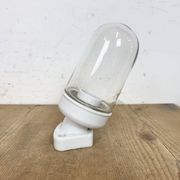 Applique murale vintage en porcelaine blanche avec verre transparent, années 1960