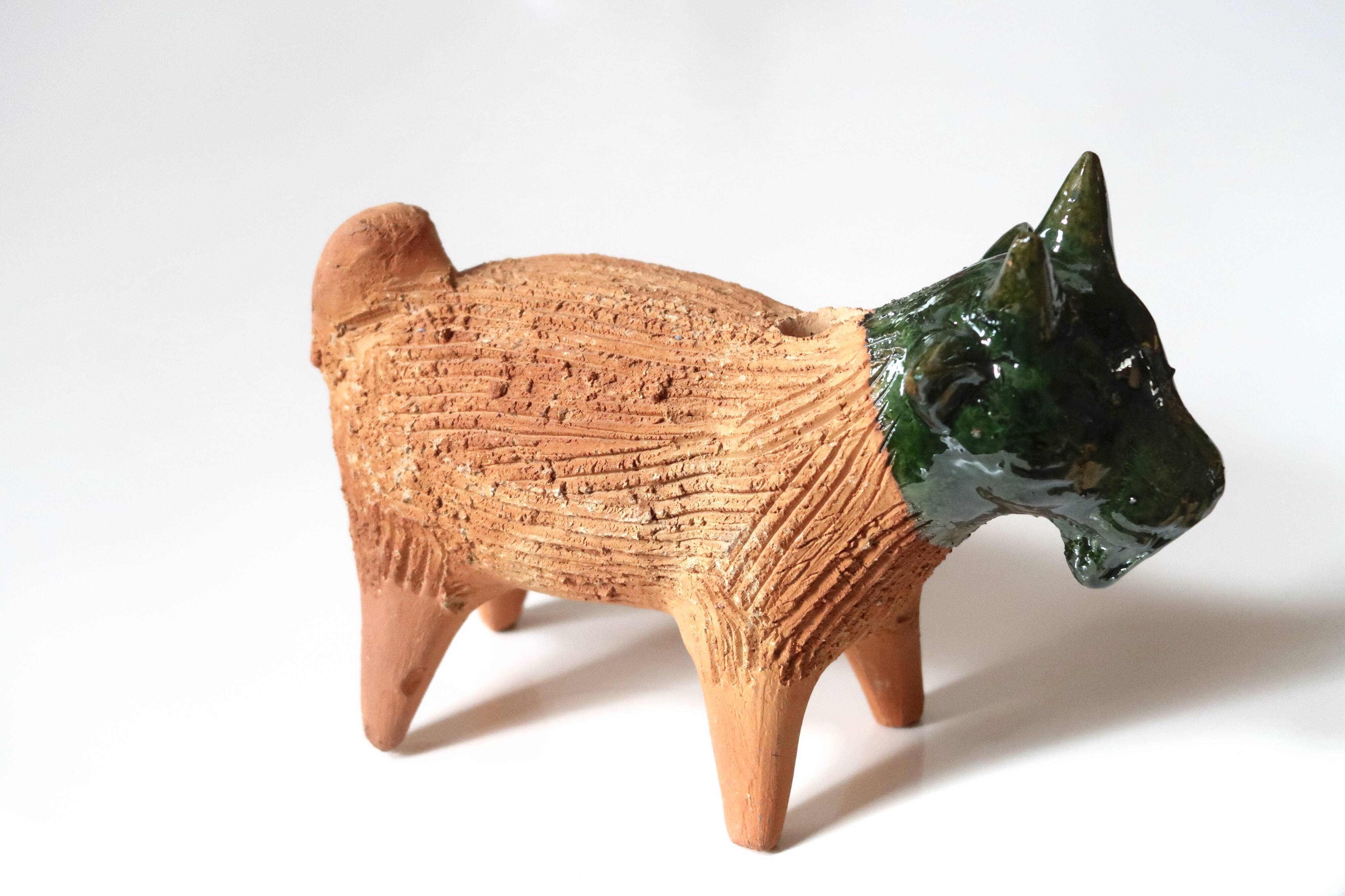 Pique flowers " goat " Mexican ceramic, 70s