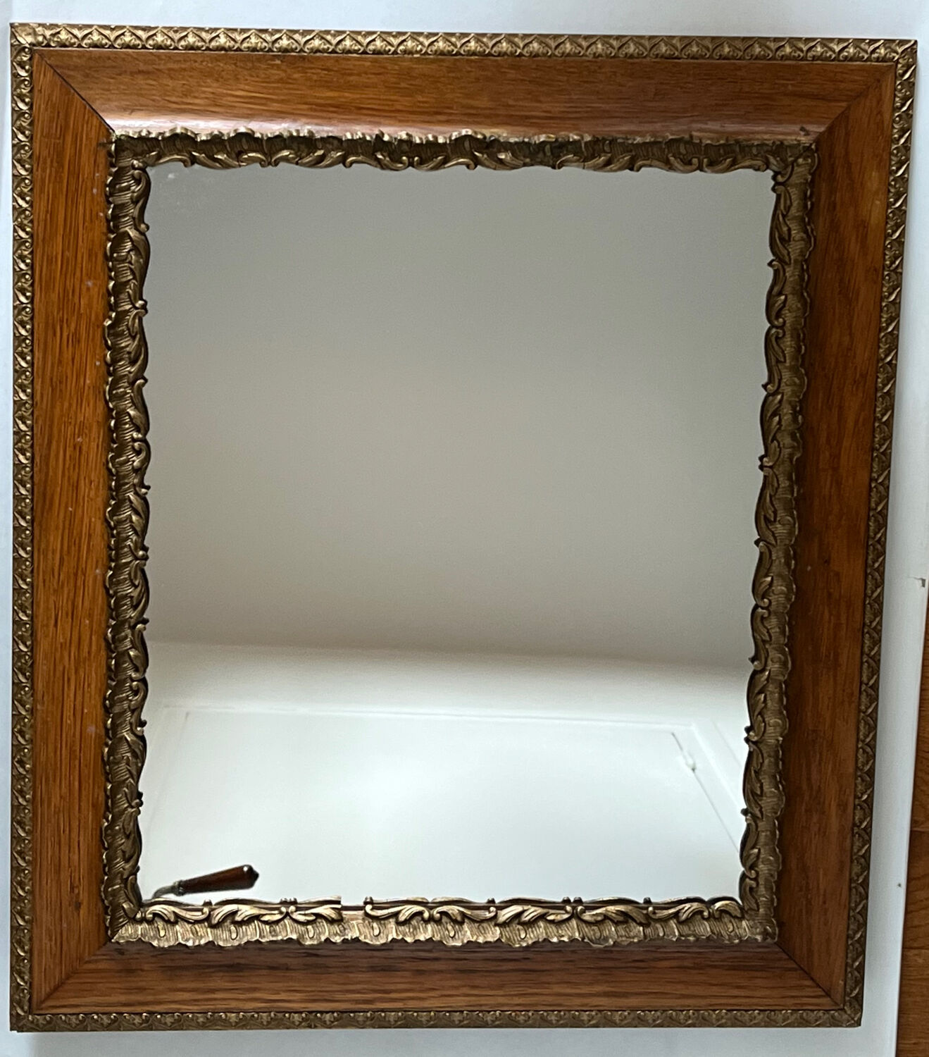 Antique moulded wooden mirror 54 x 47 cm