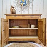 Old solid wood sideboard 2 doors and 2 drawers renovated