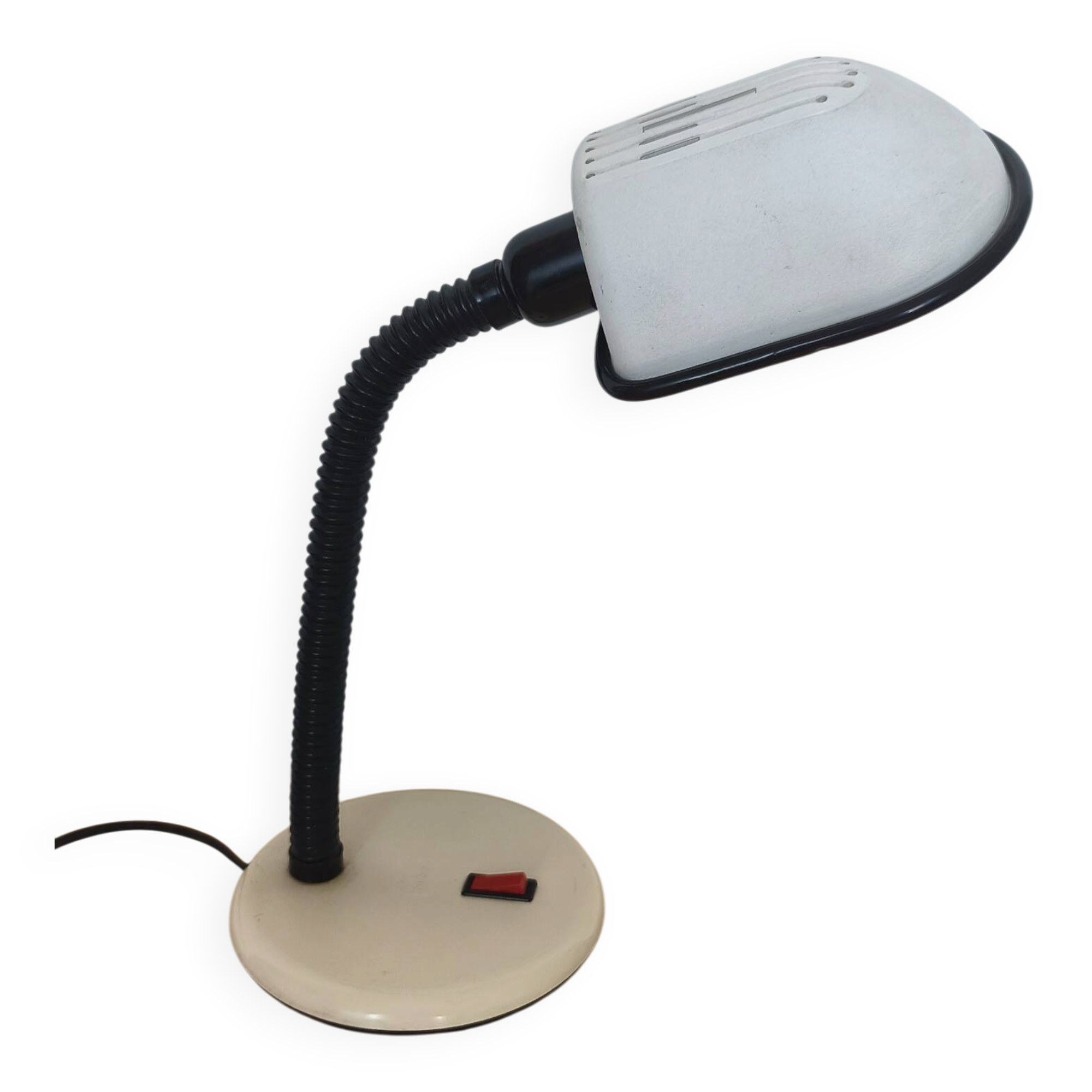 Lampe bureau blanche noire  bras articulé vintage