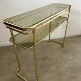Old golden brass console Italian design Milo Baughman for Morex 1970s vintage