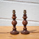 Pair of wood lamp, vintage turned wood lamp foot