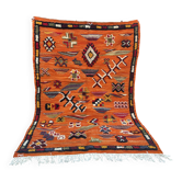Moroccan wool rug in orange – Bohemian decoration for little ones