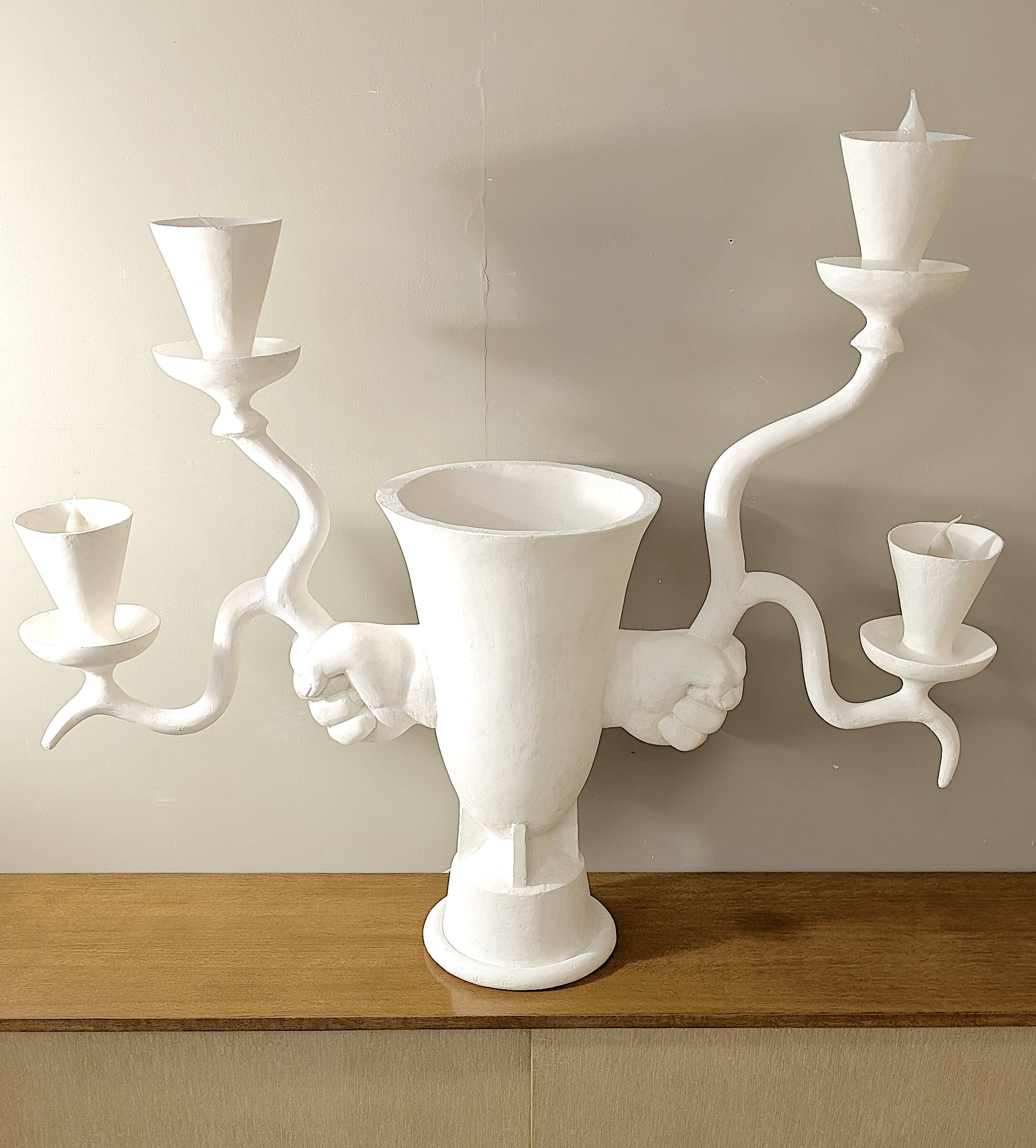 Lampe sculpture en plâtre