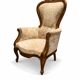 Fauteuil Bergère français ancien avec tapisserie florale – vers 1880–1910