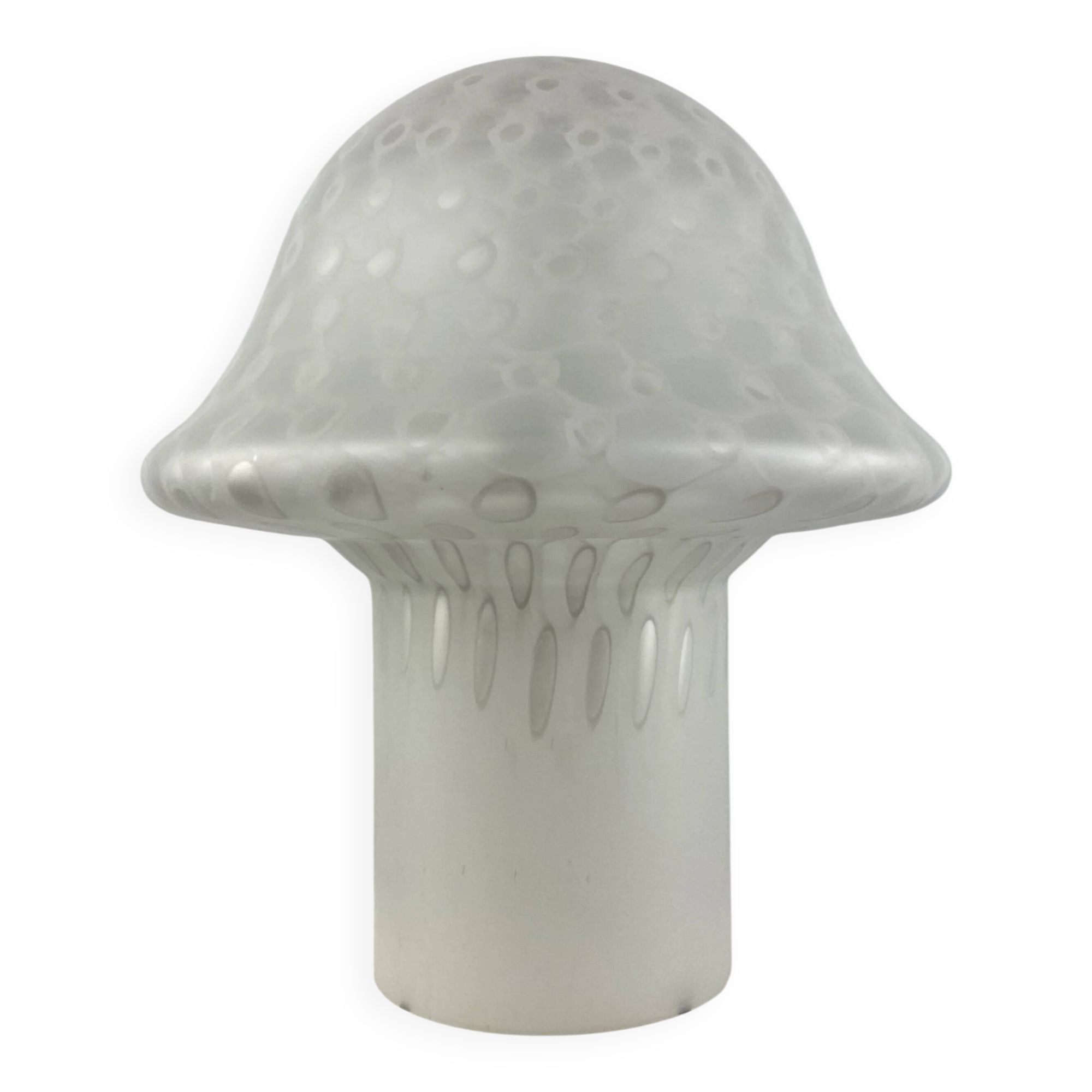 Large XL mushroom table lamp in white glass by Peill and Putzler 1970