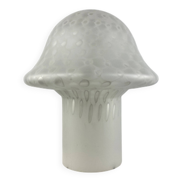 Large XL mushroom table lamp in white glass by Peill and Putzler 1970