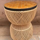 Table nomade en rotin plateau en zellige