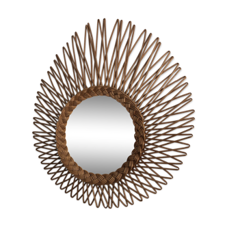 Vintage rattan sun mirror 1960 - 50 x45 cm