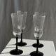 4 large Luminarc Octime vintage octagonal champagne flutes with black foot