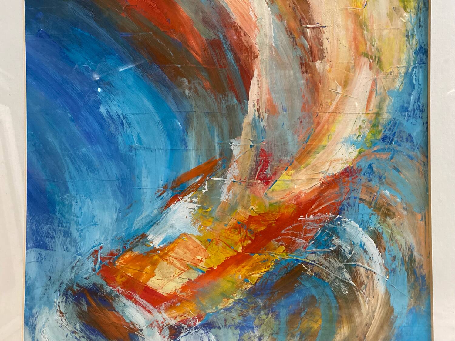 Old Oil On Paper JULIE Boat 89 + Grey Aluminum Frame