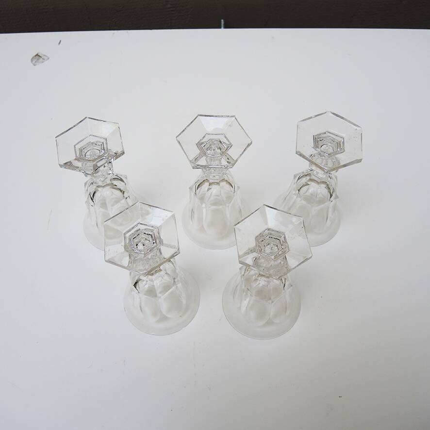 5 Metternich Style Crystal Stemmed Glasses H 13 cm