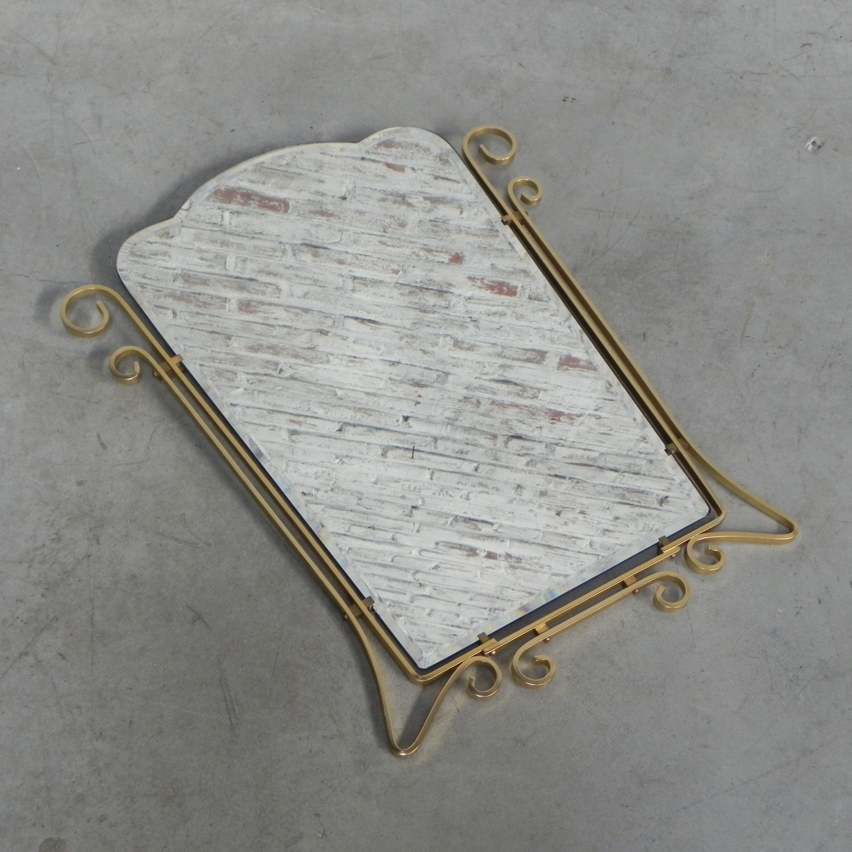 Vintage faceted mirror in aluminum frame 67x54cm