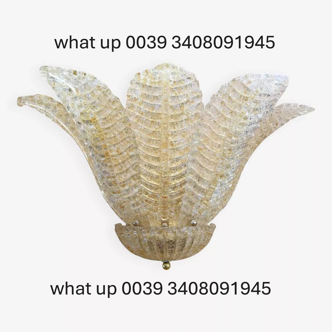 Murano graniglia glass wall light "leaf" transparent and gold