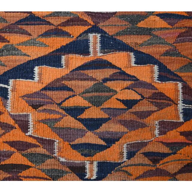 1970s Vintage Turkish Hand-Knotted Wool Cotton Orange Runner Rug 104x338