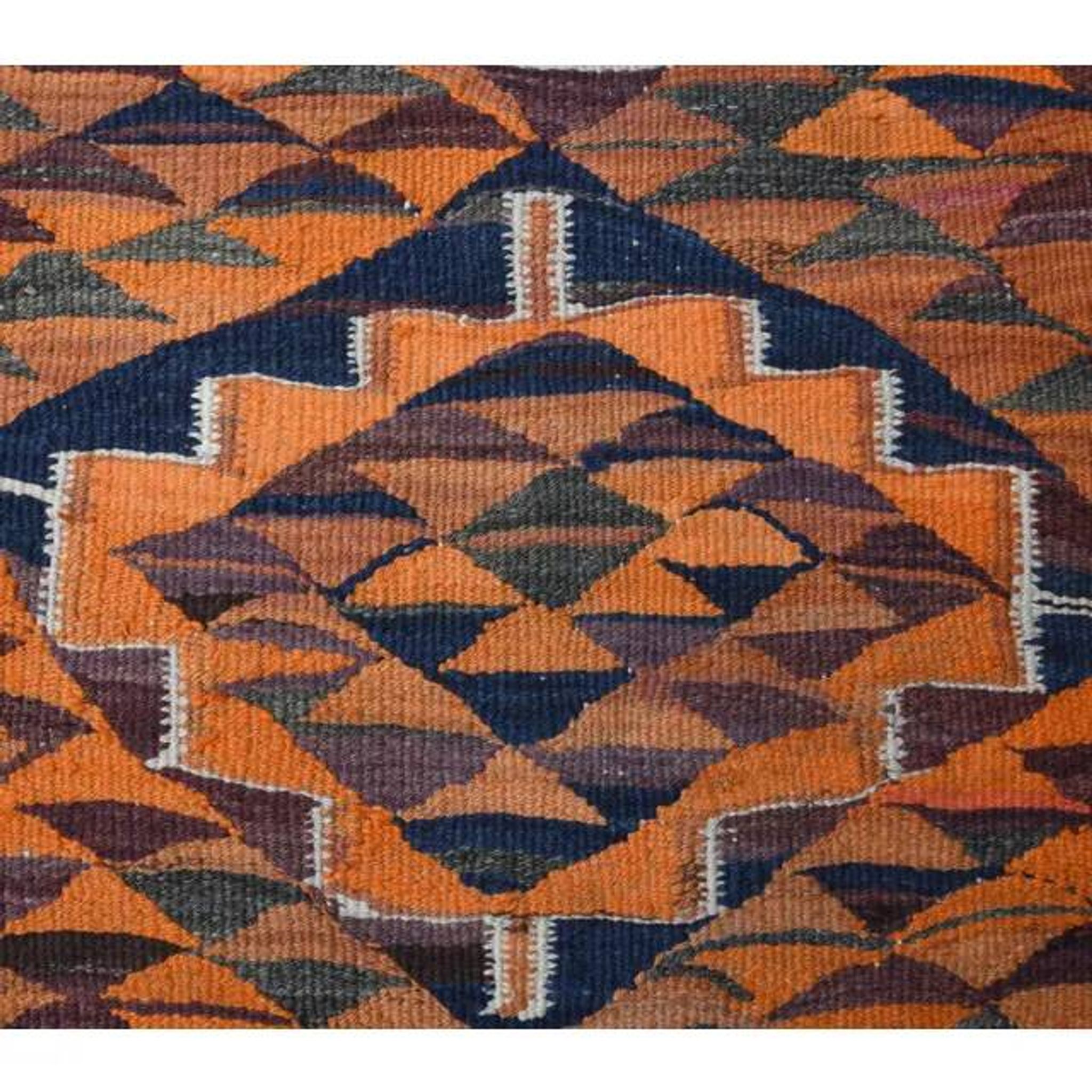 1970s Vintage Turkish Hand-Knotted Wool Cotton Orange Runner Rug 104x338